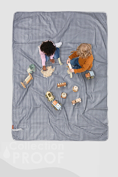 HAMUR Proof Liquid Proof 140X140 cm Baby Kids Play Event Activity Nutrition Cover Checkers Denim