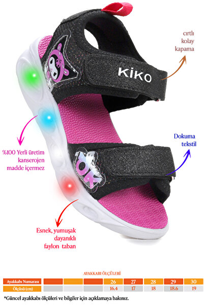 KARAMAZI Kuruza Daily Lighted Velcro Girls Sandals Shoes