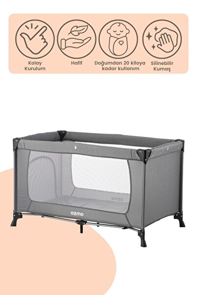 Ozmo Aura Oyun Parkı 70x120 Cm Yataklı Gri