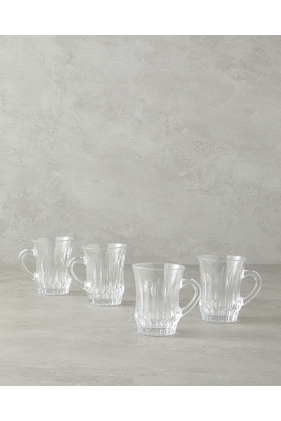 English Home كوب شاي نيري زجاجي بمقبض لـ 4 أشخاص - 205 مل شفاف