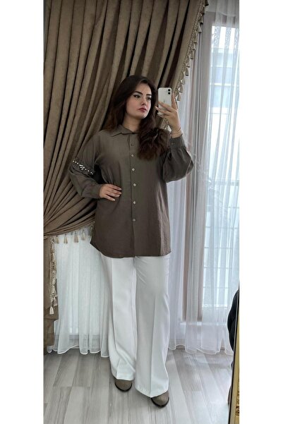 Sara Deluxe تونيك حجاب بني اللون من İnci Dokunuş
