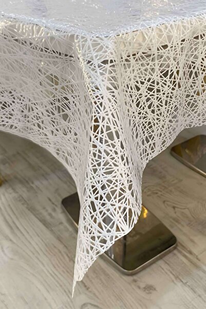 Rona Home Transparent Wicker Luxury Pvc Coated Table Cloth – Wipeable, Waterproof, White Beige Oilcloth