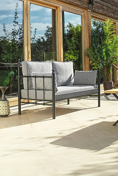 Unimet Lalas Dk Metal Sofa Sedir 70x140 Ikili Koltuk Siyah-füme (AHŞAP LATALI)
