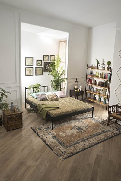 Unimet Falez-s Çift Kişilik Ferforje Metal Karyola-siyah (AHŞAP LATALI)