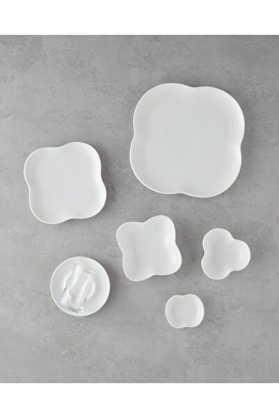 English Home Flora White Porcelain Breakfast Set - 26 Pieces, 6 People