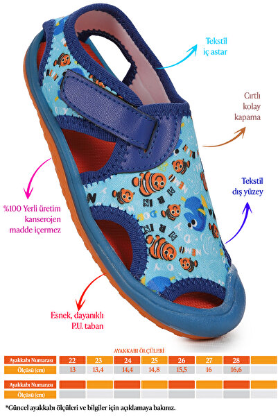 KARAMAZI Aqua Erkek/Kız Çocuk Sandalet Panduf Ayakkabı 2001 Animal