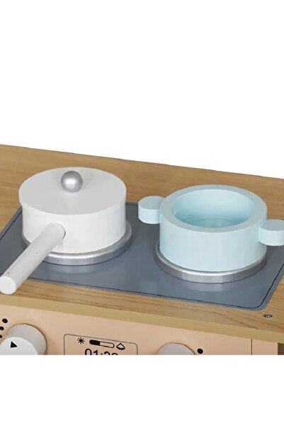 indiggo Bucatarie copii din lemn 85cm plita cuptor chiuveta cuptor microunde albastra