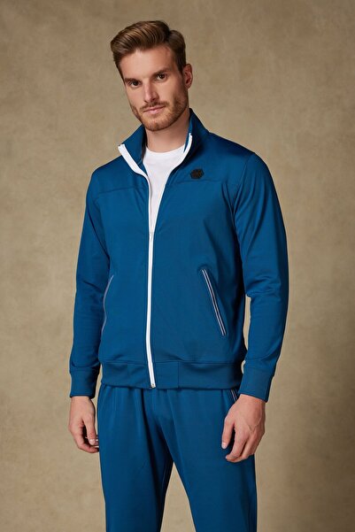 Andrea Nicolotti Erkek Mavi Fermuarlı Eşofman Takımı