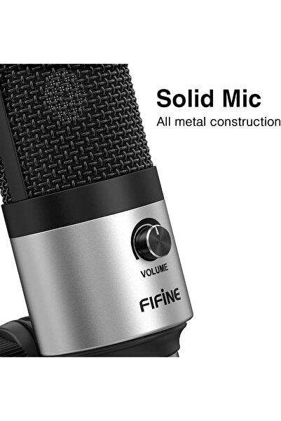 Fifine Microfon Condenser K669S, Cardioid, USB, Control Volum, PC, Podcast, Streaming
