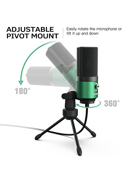 Fifine Microfon Condenser K669G, Cardioid, USB, Control Volum, PC, Podcast, Streaming