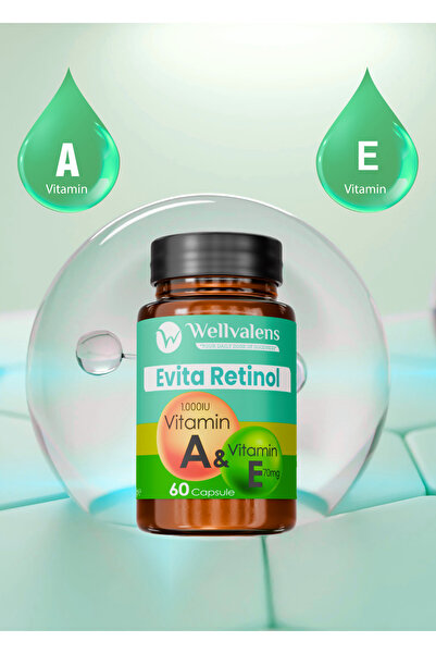 Wellvalens Evita Retinol A E Vitamin Kapsül – Kırışıklık Karşıtı & Yaşlanma Karşıtı Cilt Takviyesi – 60 Kapsül