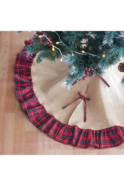 Bimotif Κάλυμμα πρωτοχρονιάτικο πεύκο, υφαντό καρό 60 cm