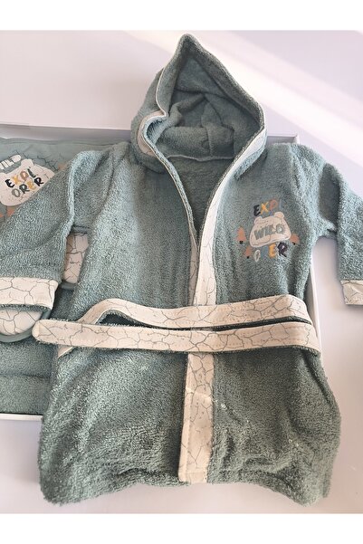 Miniworld 5'li Bornoz Seti 0-2 Yaş % 100 Organik Pamuk (Bornoz+Banyo Havlusu+Banyo Kesesi+Kemer+Terlik)