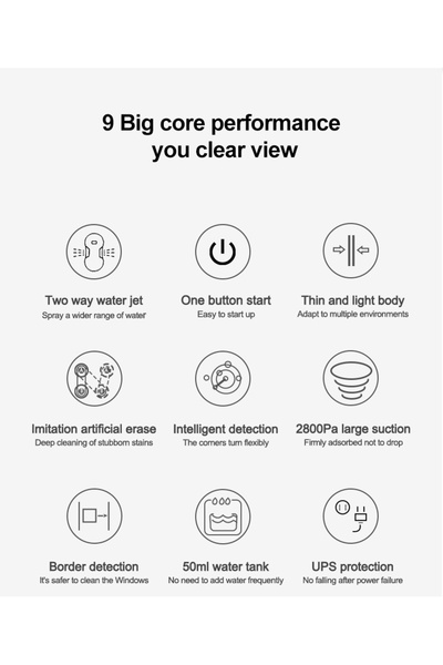 OEM Robot Curatare Geamuri Inteligent RN2-17, Autonom, 72W, 2800Pa, 5 minute/m2, UPS 20 de Minute, 50ml
