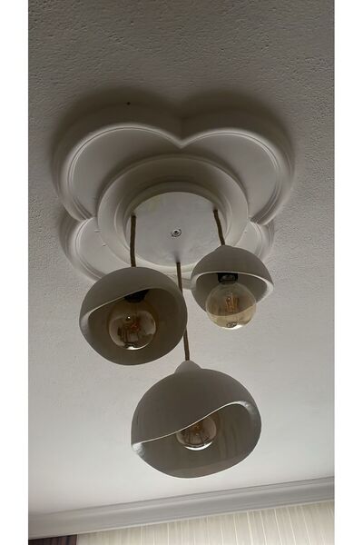 duman üretim 3 Lü Sarkıt Bohem Avize Modern Beton Görünümlü Plastik