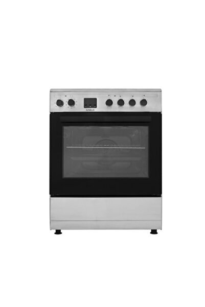 Samus Aragaz electric SM664VTE INOX, 4 zone de gatit vitroceramice, Cuptor cu 10 functii, 56 L