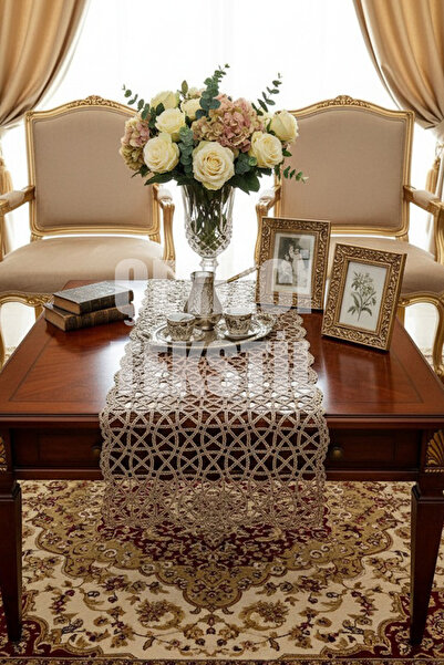 Çt Çeyizci Tekstil Γαλλική δαντέλα Λεπτομερής μονός δρομέας, επιτραπέζιος δρομέας, τραπεζομάντιλο δρομέας