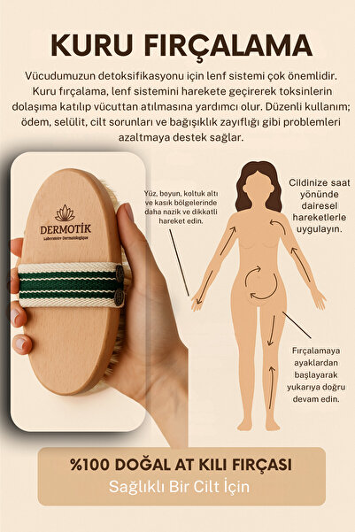 Dermotik %100 Doğal At Kılı Fırçası – Selülit ve Çatlak Karşıtı & Kuru Fırçalama, Cilt Sıkılaştırıcı Fırça