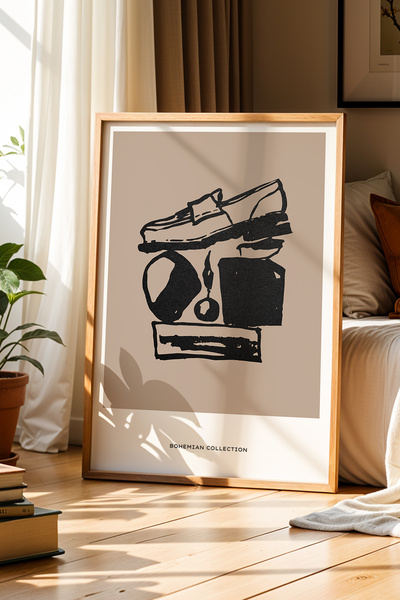 Opak Design Bohemian Balance and Object Drawing Ζωγραφική τοίχου με φυσικό ξύ...