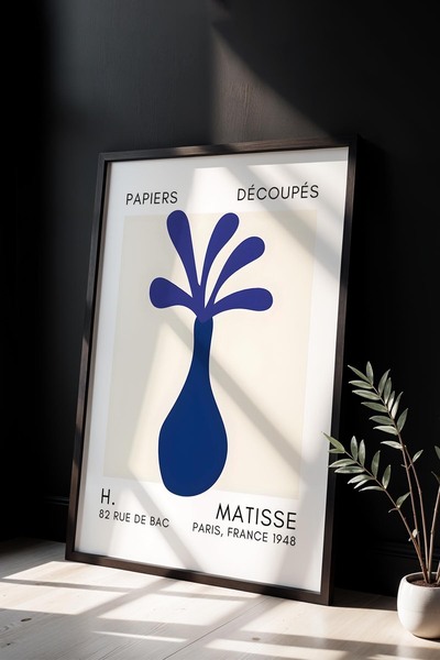 Opak Design Βοτανική Σειρά Navy Blue Floral Matisse Πίνακας τοίχου με φυσικό ...