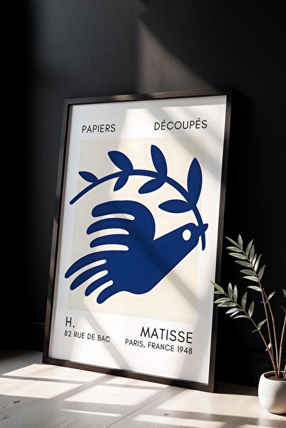 Opak Design Βοτανική Σειρά Navy Blue Floral Matisse Πίνακας τοίχου με φυσικό ...