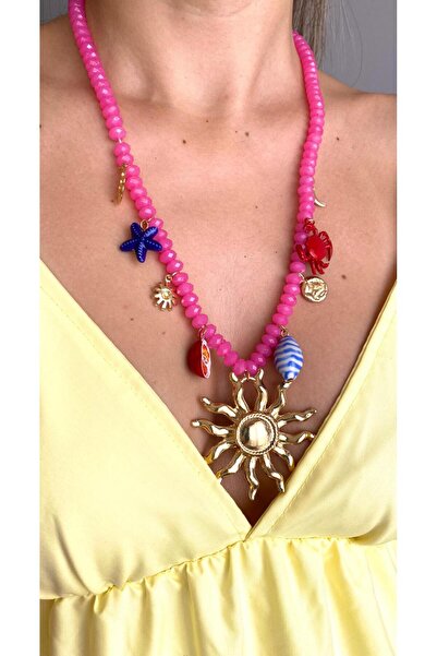 milayk Pembe Güneşli Charm Kolye