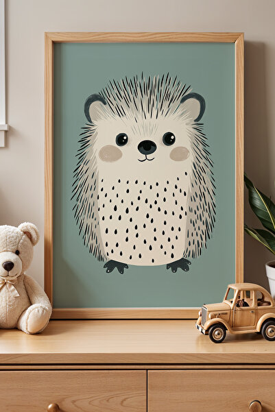 HİGUERA Χαριτωμένο Παιδικό Δωμάτιο Σκαντζόχοιρος με Πολύχρωμο Φόντο Πίνακας Τ...