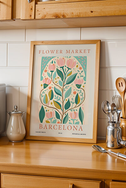 Opak Design Επιτραπέζιο Flower Market Barcelona με φυσικό ξύλινο πλαίσιο – Vi...