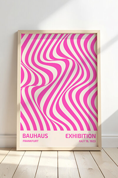 Opak Design Ροζ ριγέ Bauhaus στυλ Μινιμαλιστικό Vintage Γεωμετρική Τέχνη Ζωγρ...
