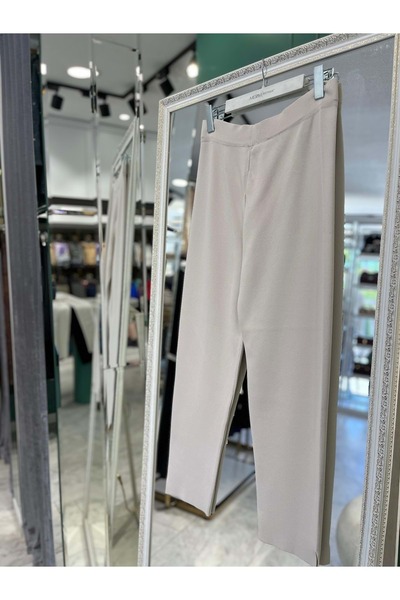 MERAM BUTİK MISSEMRAMISS ÇELİK ÖRGÜ TRİKO PANTOLON - BEJ - 2