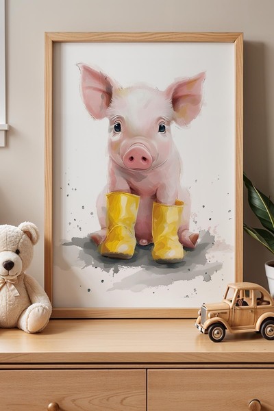 Opak Design Sweet Piggy Παιδικό Δωμάτιο με Ξύλινο Πλαίσιο Ζωγραφική τοίχου με...