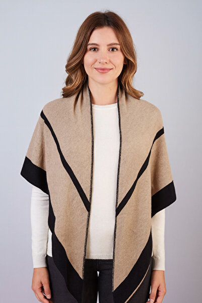 Sebir Moda Şal de tricotat triunghiular în două culori cu dungi