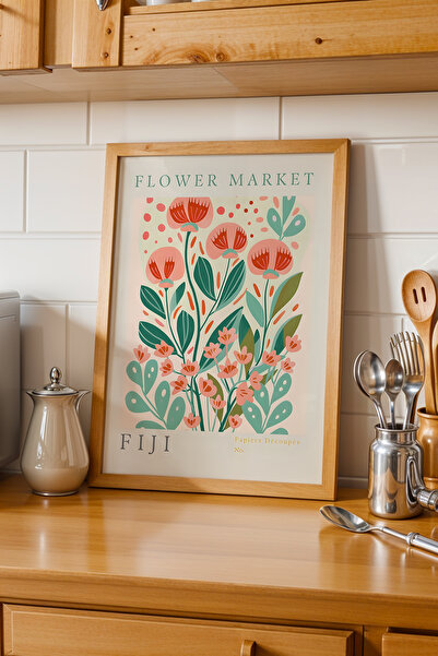 Opak Design Επιτραπέζιο ζωγραφικής Flower Market Fiji με φυσικό ξύλινο πλαίσι...