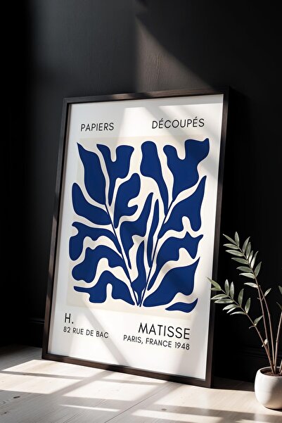 Opak Design Βοτανική Σειρά Navy Blue Floral Matisse Πίνακας τοίχου με φυσικό ...