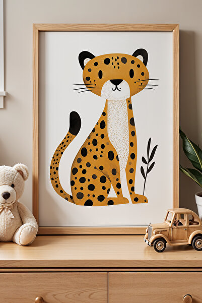 HİGUERA Μινιμαλιστικό Σχέδιο Λεοπάρ Παιδικό Δωμάτιο Πίνακας τοίχου με φυσικό ...
