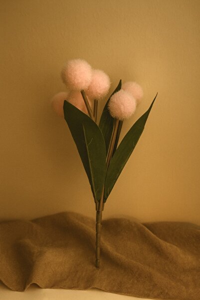 N&E Studio Yapay Ponpon Çiçek Demeti (Tüylü Top) | Ev Dekorasyonu Lüks Süslü Çiçek