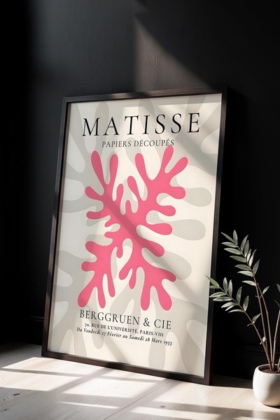 Opak Design Βοτανική σειρά Bohemian Style Abstract Art Pink Floral Matisse Ζω...
