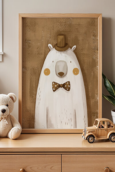 HİGUERA Παπιγιόν Polar Bear Παιδικό Δωμάτιο Πίνακας τοίχου με φυσικό ξύλινο π...