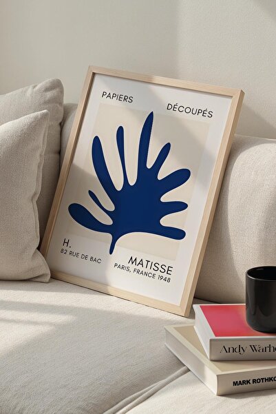 Opak Design Βοτανική Σειρά Navy Blue Floral Matisse Πίνακας τοίχου με φυσικό ...