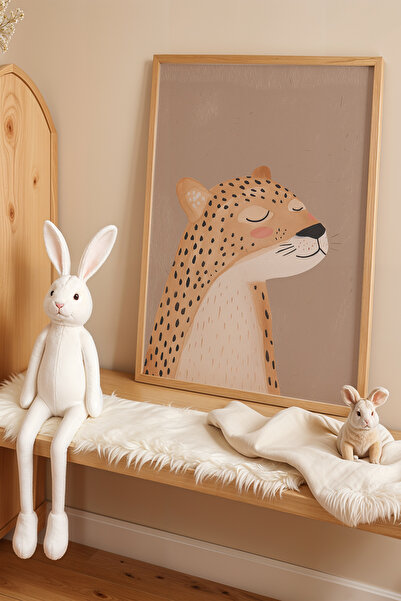 HİGUERA Sleepy Leopard - Πίνακας Παιδικού και Βρεφικού Δωματίου με Φυσικό Ξύλ...
