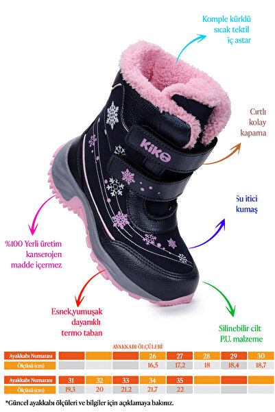 Almues Karamazı Kartanesi Cırtlı Kız Çocuk Kar Bot Soğuk Suya Dayanıklı