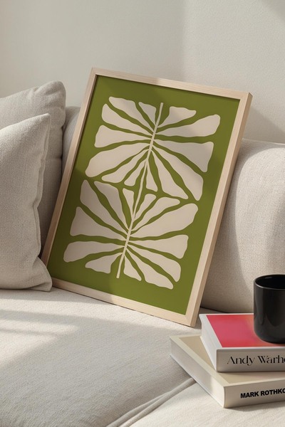 Opak Design Βοτανική Σειρά Floral Green Matisse Πίνακας τοίχου με φυσικό ξύλι...