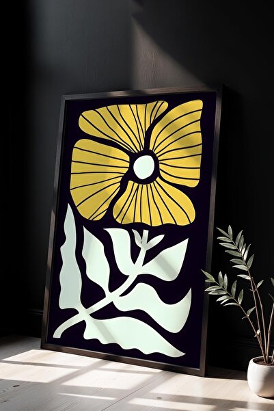 Opak Design Βοτανική Σειρά Yellow Floral Matisse Πίνακας τοίχου με φυσικό ξύλ...