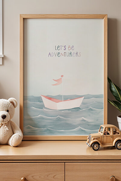 HİGUERA Πίνακας παιδικού και βρεφικού δωματίου Adventure Sailing με φυσικό ξύ...