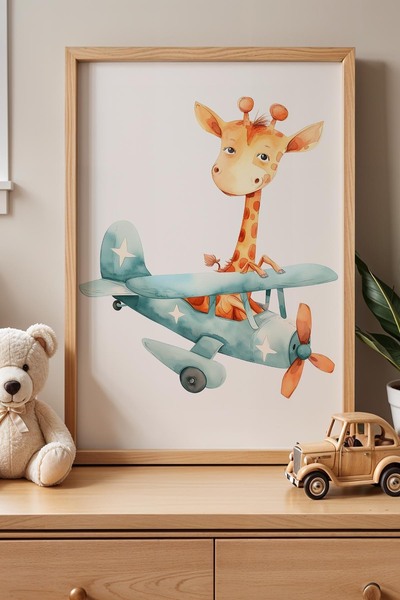 Opak Design Παιδικό δωμάτιο Pilot Giraffe Ζωγραφική τοίχου με ξύλινο πλαίσιο