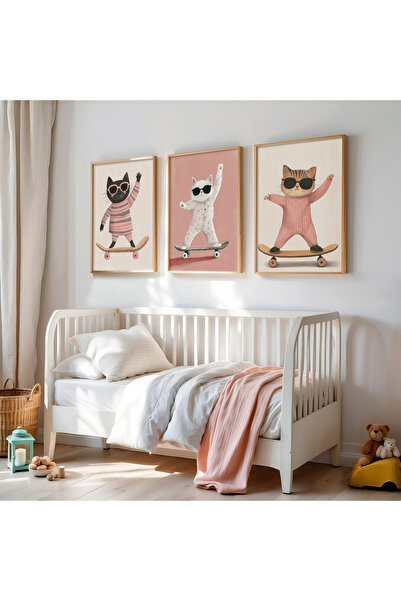 HİGUERA Skateboarder Cats with Glasses – Σετ ζωγραφικής παιδικού δωματίου με ...