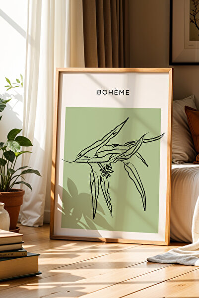 Opak Design Ζωγραφική τοίχου σε στυλ Bohemian Botanical Green με φυσικό ξύλιν...