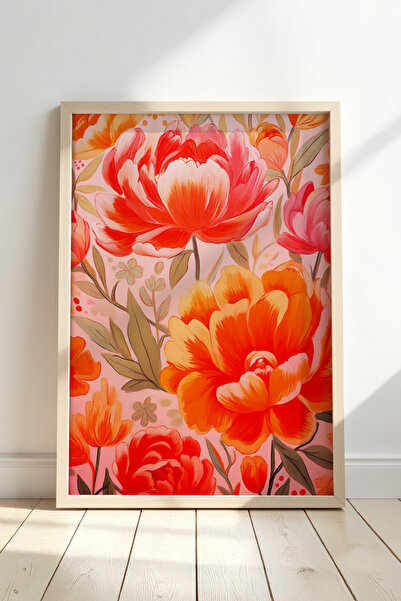 Opak Design Εκτύπωση τοίχου Floral Botanical Art με φυσικό ξύλινο πλαίσιο