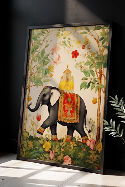 Opak Design Vintage Ελέφαντας Ινδικό Στιλ Φυσικό Ξύλινο Πλαίσιο Τοίχου