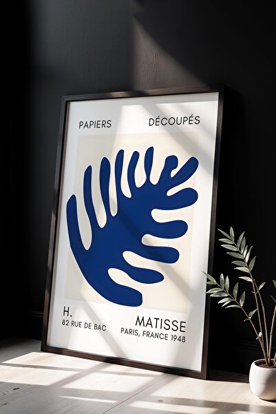 Opak Design Βοτανική Σειρά Navy Blue Floral Matisse Πίνακας τοίχου με φυσικό ...